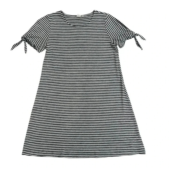 Gap Cold Shoulder Tie sleeve Navy & White Stripe Dress Soft Size Medium EUC - Picture 1 of 8